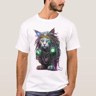 T-shirt Illustration du chat de cyber rasta
