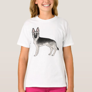 T-shirt Illustration du chien mignon berger allemand Silve