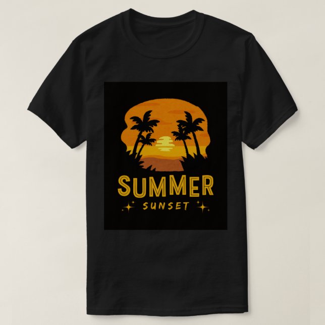 T-shirt Illustration du coucher de soleil d'été (Design devant)
