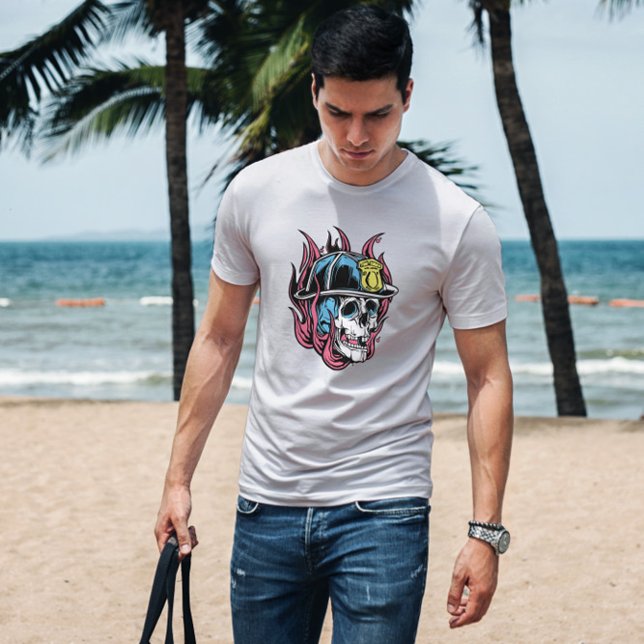 T-shirt Illustration du crâne pompier (Créateur téléchargé)