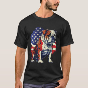 T-shirt Illustration Du Drapeau Bulldog With Us Stars And 