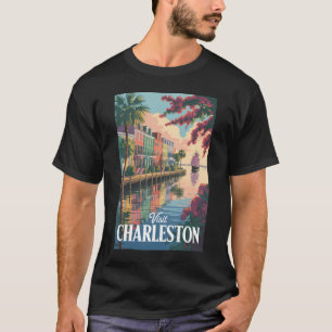 T-shirt Illustration du front de mer de Charleston en Caro