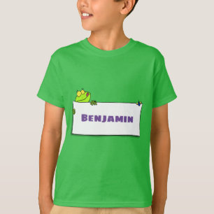T-shirt Illustration du panneau de grenouille verte mignon