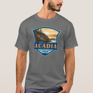 T-shirt Illustration du parc national Acadia Voyage Rétro