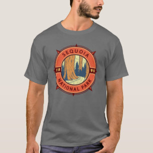 T-shirt Illustration du parc national Sequoia Compas rétro
