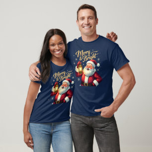 T-shirt Illustration du Père Noël tenant une lanterne Merr