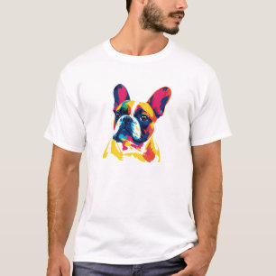 T-shirt Illustration du portrait de Bulldog Français Aquar