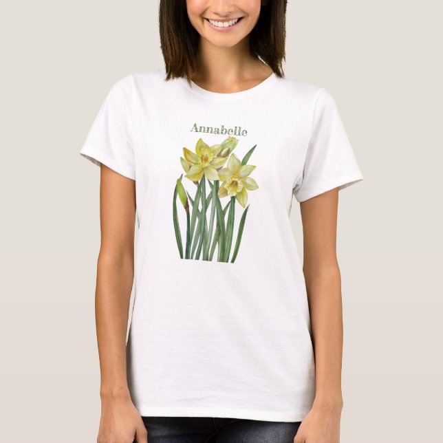 T-shirt Illustration du portrait des jonquilles d'aquarell (Devant)