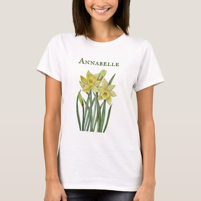 T-shirt Illustration du portrait des jonquilles d'aquarell (Devant)