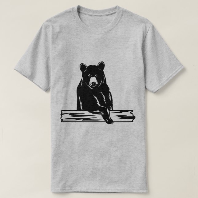 T-shirt Illustration du repos de l'ours sur le journal (Design devant)