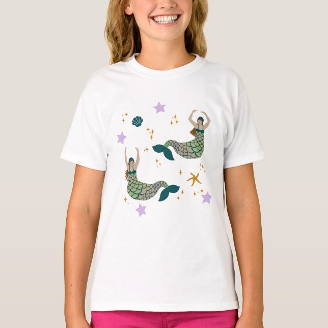 T-shirt Illustration du thème Sirène de sirène moderne Imp (Devant)