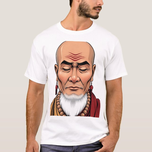 T-shirt Illustration du visage du moine tibétain (Devant)