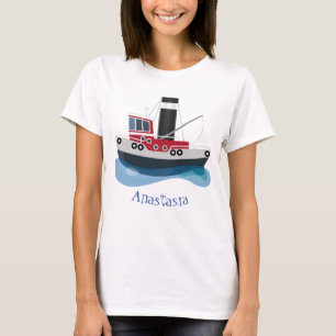 T-shirt Illustration d'un bateau à chalutier mignon
