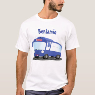 T-shirt Illustration d'un bus moderne bleu mignon