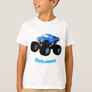 T-shirt Illustration d'un camion monstre bleu mou