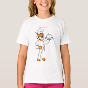 T-shirt Illustration d'un chef tigre drôle et mignon