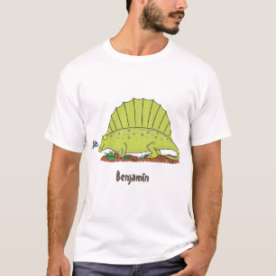 T-shirt Illustration d'un dimétrodon vert mignon