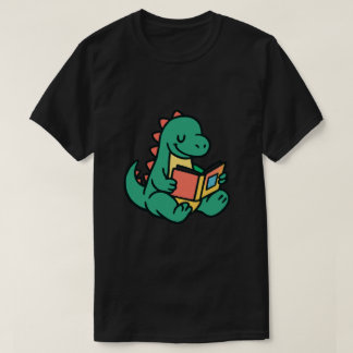 T-shirt Illustration d'un dinosaure mignon lisant un livre