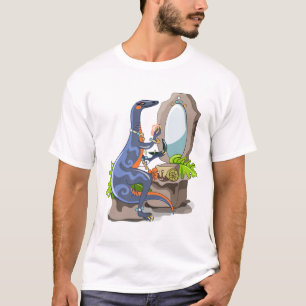 T-shirt Illustration D'Un Iguanodon Mettant Sur Le Maquill