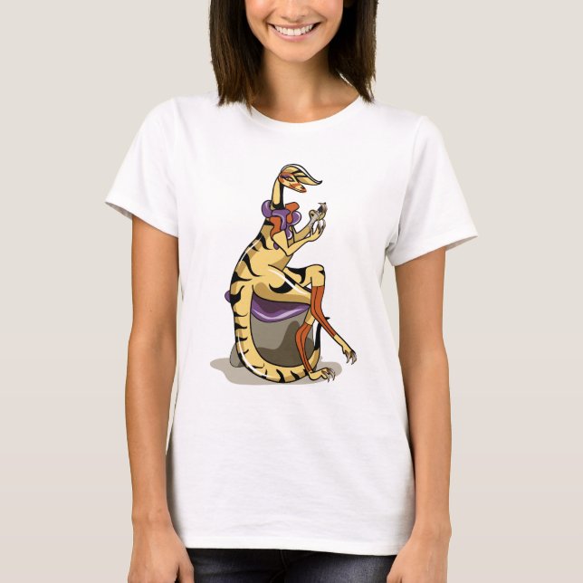 T-shirt Illustration D'Un Iguanodon Qui Polit Ses Ongles. (Devant)