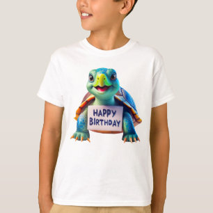 T-shirt Illustration d'un joyeux anniversaire de la tortue