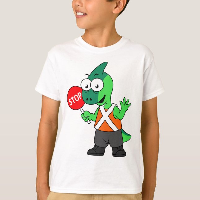 T-shirt Illustration D'Un Parasaurolophus Traffic Enforcer (Devant)
