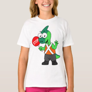 T-shirt Illustration D'Un Parasaurolophus Traffic Enforcer