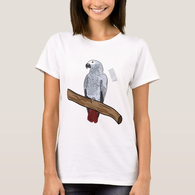 T-shirt Illustration d'un perroquet gris en Afrique (Devant)