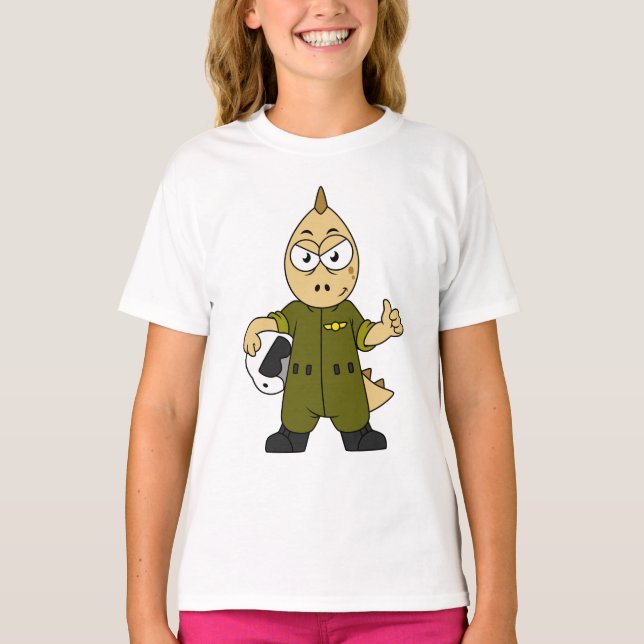 T-shirt Illustration D'Un Pilote À Jet Allosaurus. (Devant)