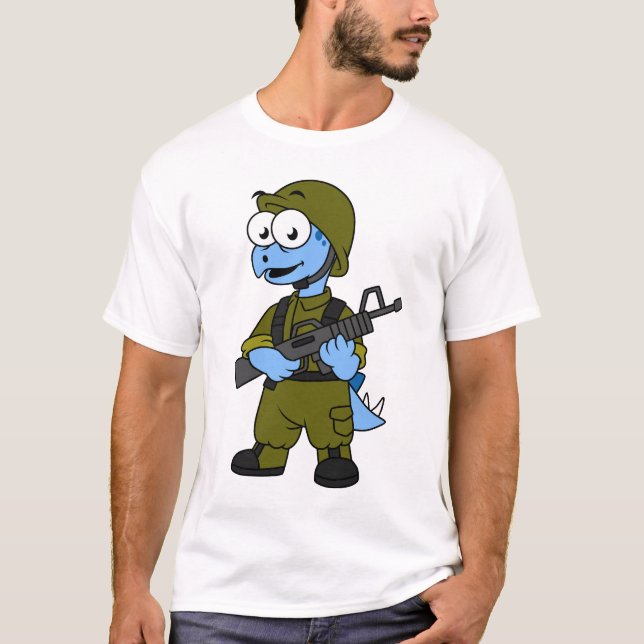 T-shirt Illustration D'Un Soldat De Stegosaurus. (Devant)