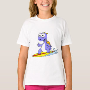 T-shirt Illustration D'Un Spinosaure De Surf.
