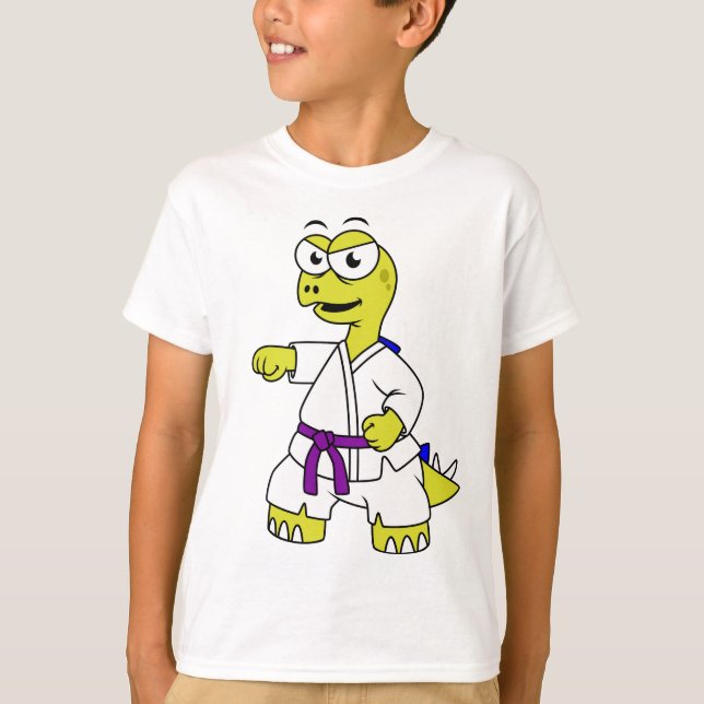 T-shirt Illustration D'Un Stégosaurus Pratiquant Le Karaté (Devant)