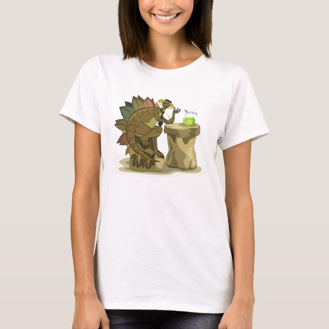 T-shirt Illustration D'Un Stegosaurus Qui Boit Une Boisson (Devant)
