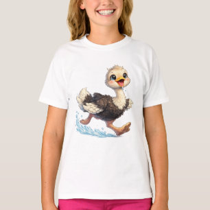 T-shirt Illustration d'une aventure heureuse d'autruche mi