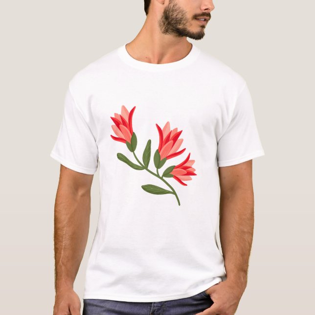 T-shirt Illustration d'une floraison rouge vibre : Un magn (Devant)