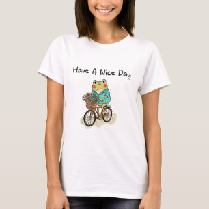 T-shirt Illustration d'une grenouille fantaisiste à vélo