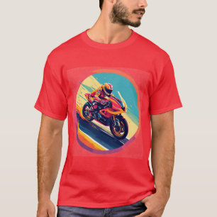 T-shirt Illustration dynamique de motard en course