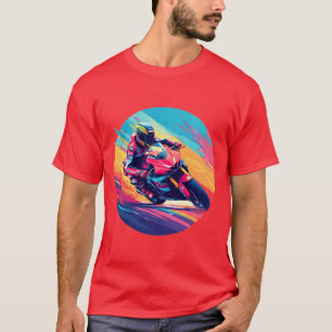 T-shirt Illustration dynamique de motard en course