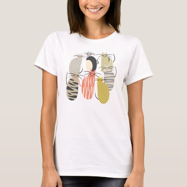 T-shirt Illustration fantasque de Happy Cats (Devant)