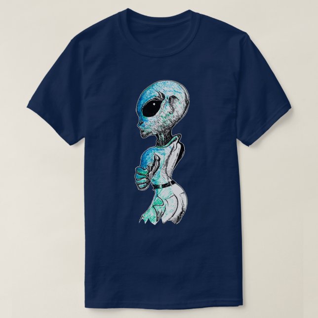 T-shirt illustration manuscrite Espace gris et science-fic (Design devant)