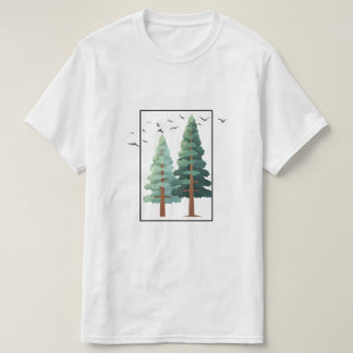 T-shirt Illustration minimaliste d'arbres de forêt de pins