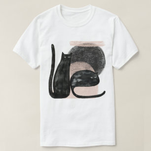 T-shirt Illustration minimaliste des chats noirs, art mode