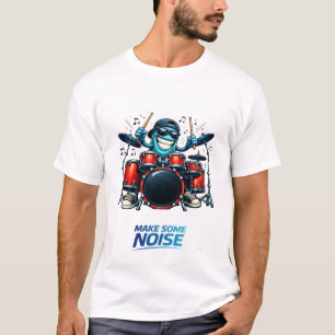 T-shirt Illustration musicale de personnage de batteur ble
