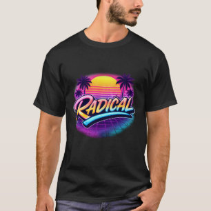 T-shirt Illustration néon synthwave rétro radical des anné