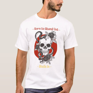 T-shirt Illustration noire et rouge Culture Pop de crâne