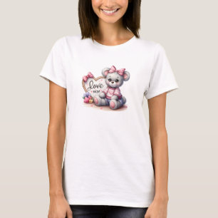 T-shirt Illustration ours en peluche avec signe cardiaque 