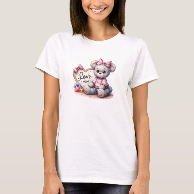 T-shirt Illustration ours en peluche avec signe cardiaque  (Devant)