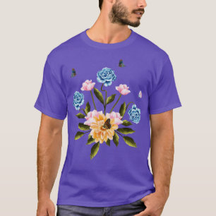 T-shirt Illustration Papillons esthétiques sur Fleurs