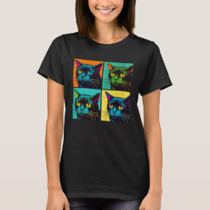 T-shirt Illustration pop de chat Bombay Femmes Animaux Col