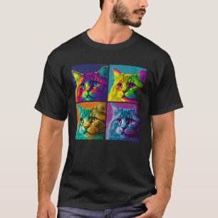 T-shirt Illustration pop de chat sibérien Animaux colorés 